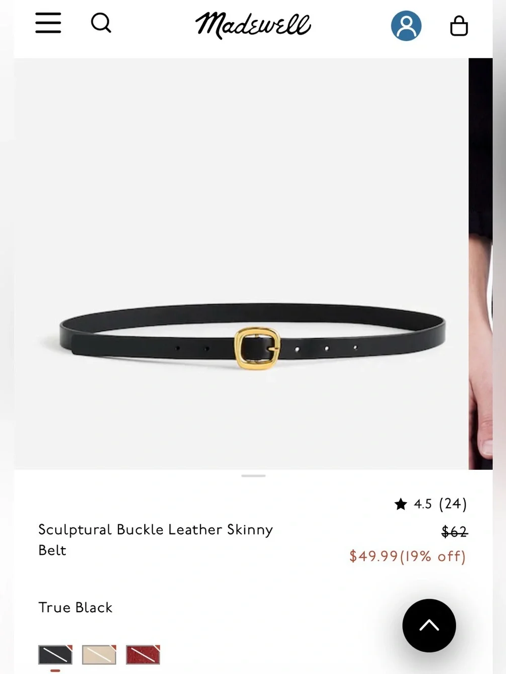 Madewell sculptural buckle leather skinny belt